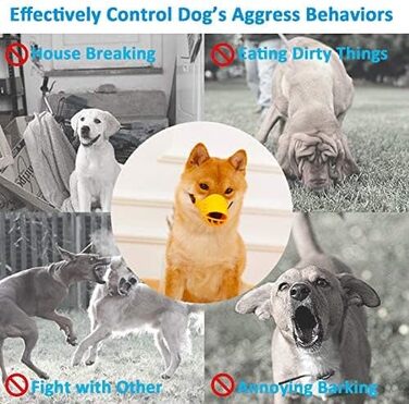 Нашийник-намордник для собак, м'який силіконовий, у вигляді гусені, жовтий, розмір S