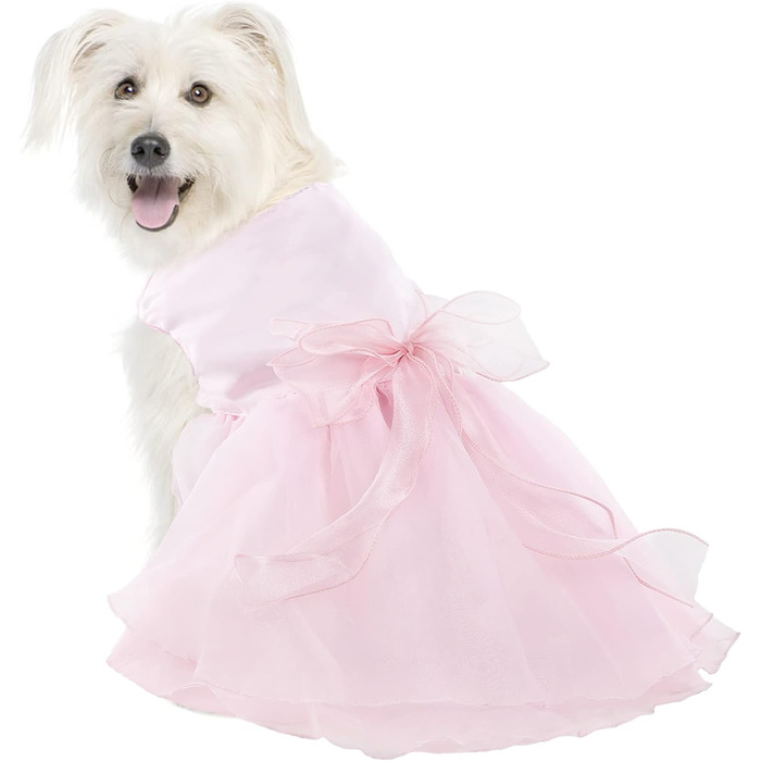 Сукня для собак на весілля: розкішний собачий балетний костюм принцеси, літня сукня для цуценят, сукня для собак на весілля з бантиком, для маленьких дівчаток (XS, Рожевий)