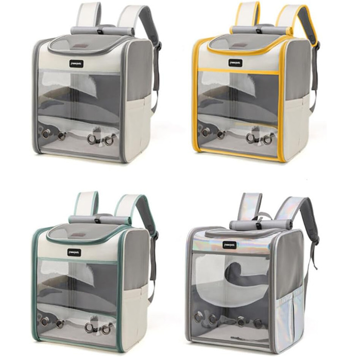 Рюкзак для тварин: переноска для собак та котів до 10 кг, жовта, дихаюча, складна, з прозорим вікном