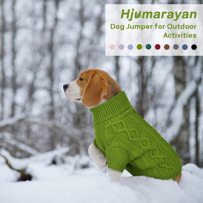 Теплий в'язаний пуловер для собак великих порід Hjumarayan, зелений XXL (обхват грудей 70 см, довжина спини 52 см)