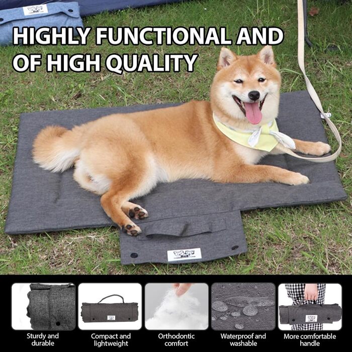 Килимок для собак на винос, 70 x 50 см, килимок для собак Outdoor, миючий, нековзний, килимок для машини, автомобільний, для собак та котів (S, Сірий, Medium)