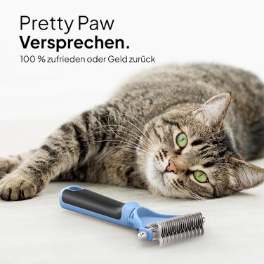 Гребінець для котів Pretty Paw®: м'яке видалення шерсті, проти ковтунів. Підходить для довгошерстих та короткошерстих котів. Масажна підшерсткова щітка. Нова, блакитна!