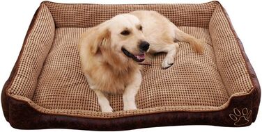 М'яке розкішне ліжко для собак GUOCU з знімним подушкою, водонепроникне, для домашніх тварин, різні розміри, коричневий, XXL (110x80x27 см)