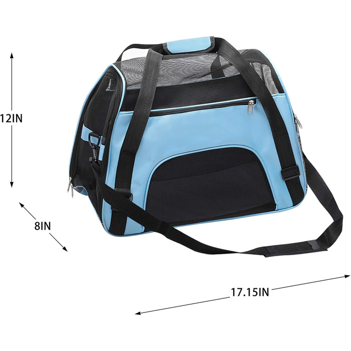 Сумка-переноска для домашніх тварин з м'якими боковинами, блакитна (S)