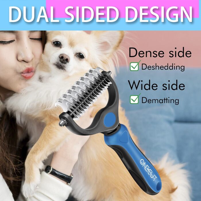 Гребінець для вичісування собак та котів OneCut - вичісування, розплутування, видалення ковтунів (червоний)