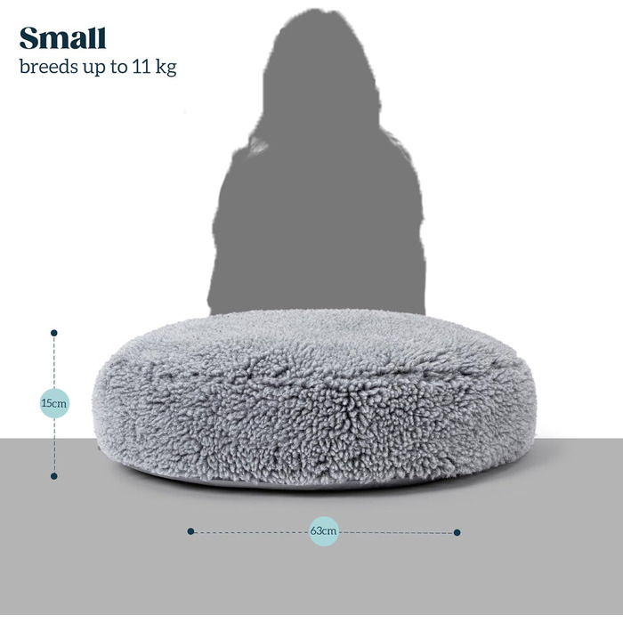 Лежанка для собак з міцного матеріалу, стійка до кусання - кругла, пухнаста, для агресивних собак, 63 см, сірий колір