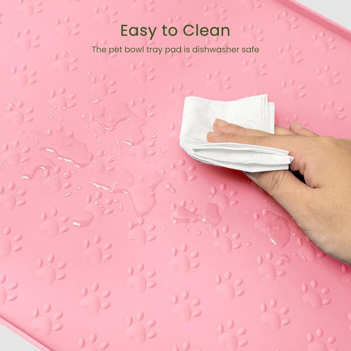 Килимок для годування собак та котів, силіконовий, нековзний, товстий, вологостійкий, з бортиком, для цуценят та кошенят, підходить для собак та котів середніх розмірів, рожевий, 31.8' x 16'