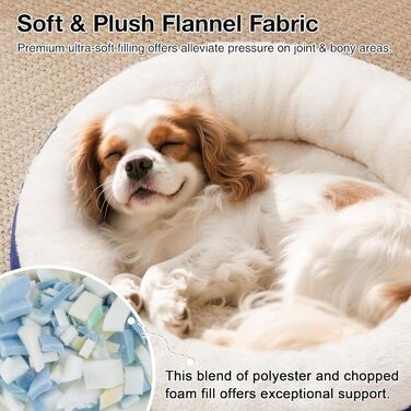 Кругле ліжко для котів та маленьких собак Love's Cabin, 50.8 см, оливково-зелене (темно-синій), з неслизьким та водовідштовхувальним дном, м'який та зносостійкий матеріал, можна прати