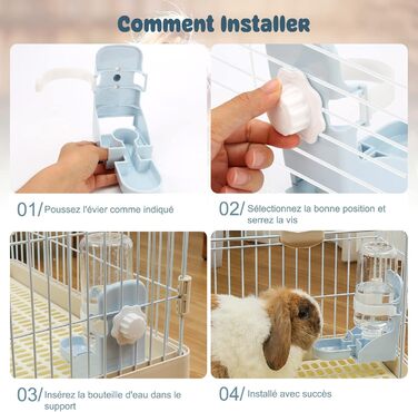 Автоматичний диспенсер води для тварин HYLYUN, 500 мл, підвісний, для морських свинок, шиншил, їжаків, фреток, блакитний