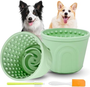 Лежанка-лялька для собак, 2 шт., зелена, розмір S, для заспокоєння, повільний годівник, нековзний лежак з силікону для собак маленьких, середніх та великих порід, BPA-free