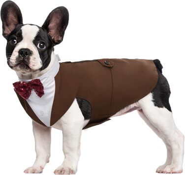 Костюм для собак Kuoser: теплий, стильний, з банданою та краваткою. Ідеальний для святкування, дня народження, Хелловіну. Розміри S-XXL. Колір: коричневий