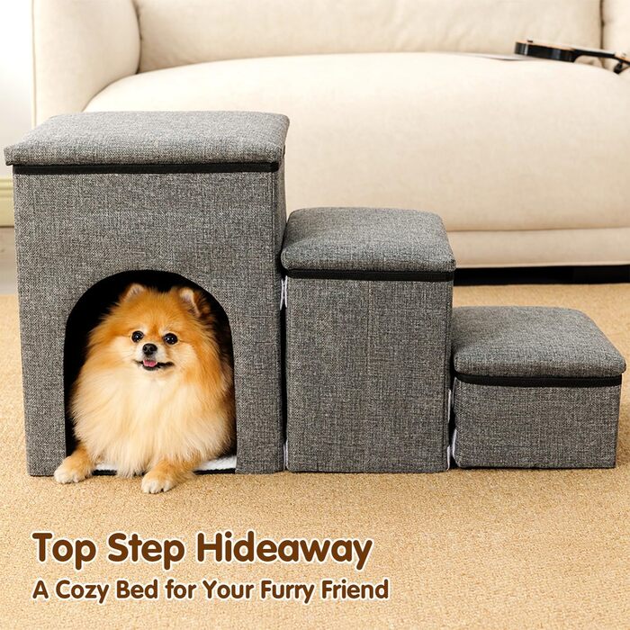 Сходинки для собак FurryPaws: 3-ступенева переносна драбинка для собак до ліжка та дивана, для маленьких та великих собак, ідеальна для подорожей, з неслизькою поверхнею