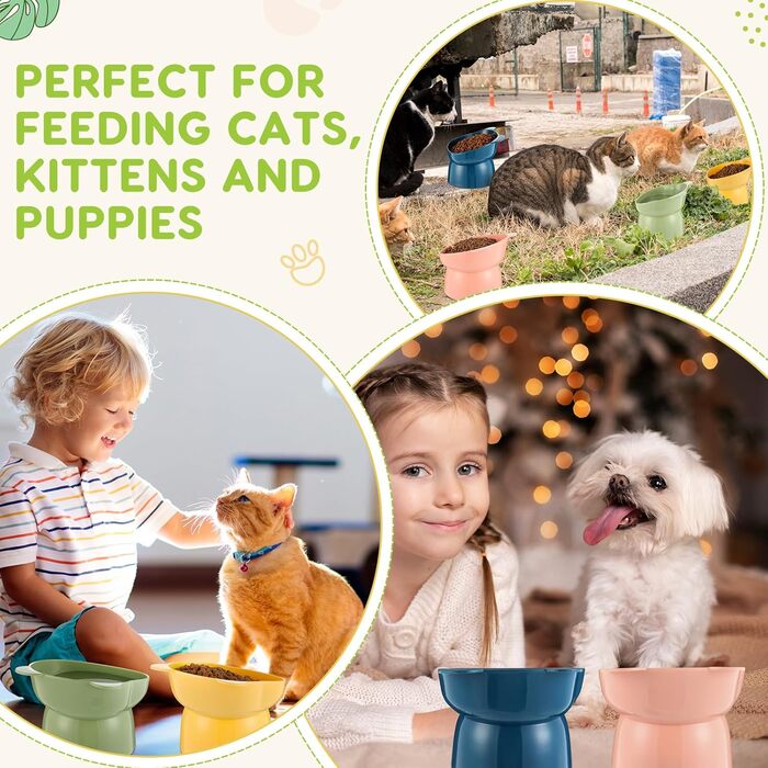 Набір мисок для котів Suclain з підняттям, форма ведмедика, анти-блювотні, для котів та маленьких собак, 12 шт.