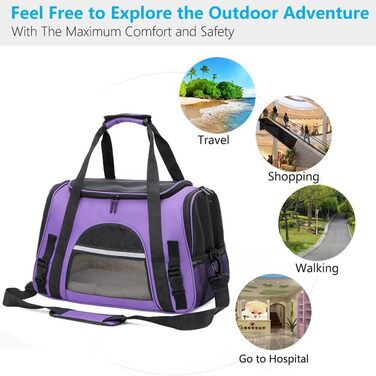 Транспортна переноска для собак та котів, складана, з м'якою підстилкою (фіолетова)