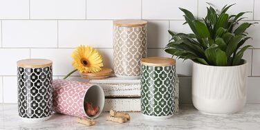 Керамічна банка для ласощів Bone Dry Lattice, 10x16,5 см, чорна, для домашніх тварин