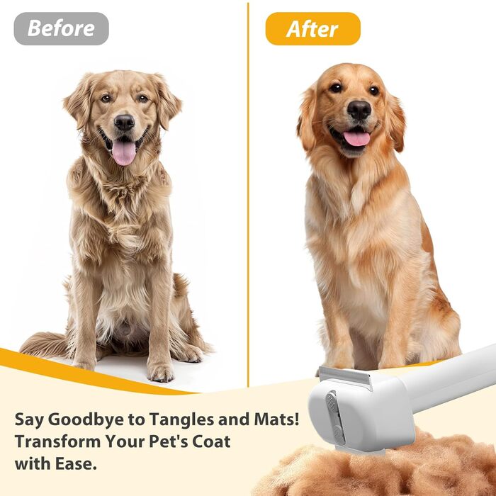 Набір для грумінгу L&W BROS. 3-в-1: гребінець, щітка для підшерстка, інструмент для видалення шерсті (двосторонній) | Для собак та котів усіх порід | Білий