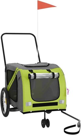 Причіп для велосипеда для собак та котів, зелений та сірий, Oxford-Gewebe та метал