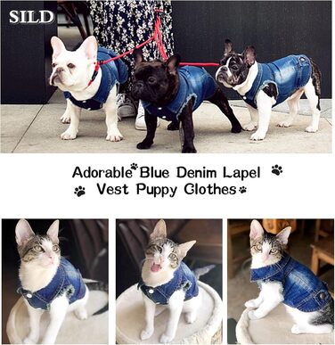 Комбінезон для собак та котів SILD Cool Vintag Washd Dnim Jack Jumpsuit, блакитний, 6 стилів, XS-XXL