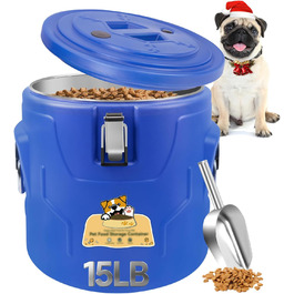 Контейнер для корму для собак та котів 6.8 кг, нержавіюча сталь, герметичний, з мірною ложкою