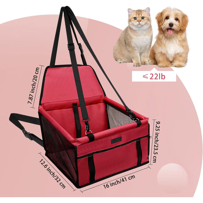 Сидіння для собак PetsHome, складане, водонепроникне, дихаюче, оксфорд, для малих і середніх собак, цуценят і домашніх тварин, червоне