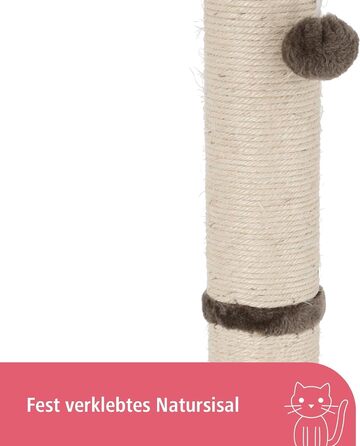 Дряпка для котів Kerbl Opal Maxi з сизалю, 38x38x78 см, з м'ячиком, для дбайливої догляду за кігтями