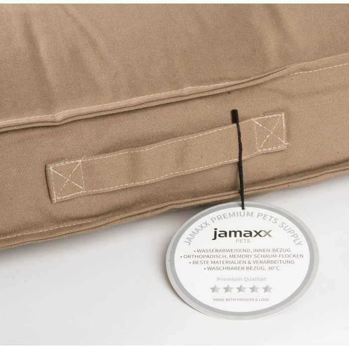 JAMAXX Преміум подушка для собак - ортопедична, з піною з пам'яті, знімний водонепроникний чохол, собаче ліжко з канвас-чохлом PDB1007 (S) 65x50 (L 90 x 70 x 15 см, кофейно-коричневий)
