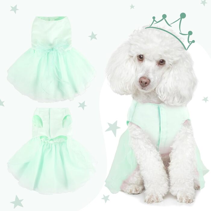 Сукня для собак на весілля: розкішний плаття для цуценят, літнє вбрання принцеси, сукня з бантиком для маленьких дівчаток (XL, Зелений)