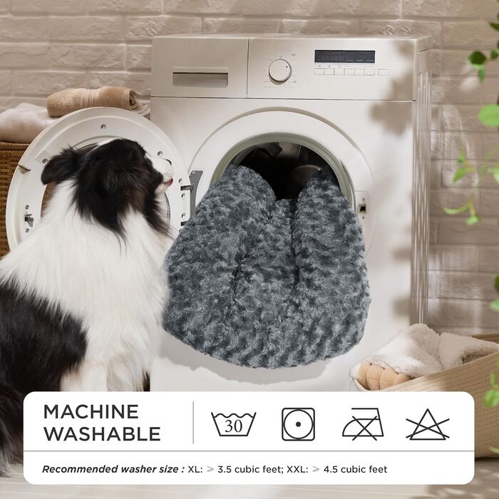 Крісло-лежанка для собак середніх порід BEDSURE - 71x50x7 см, сіре, миюче, з антиковзаючою основою