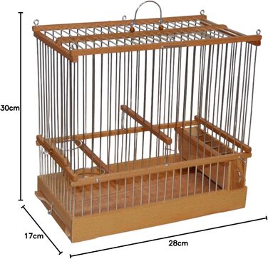 Клітка для птахів Vogelbauer дерев'яна, традиційна, ручної роботи (27x27x15 см)