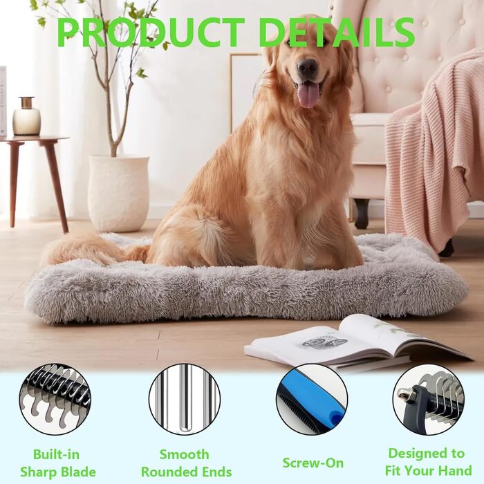 Гребінець для грумінгу собак та котів, щітка для видалення підшерстка, металева, для догляду за шерстю