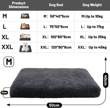 Ліжко для собак великих порід, 100x60x8 см, м'яке, з антиковзною основою, миється, плюшеве