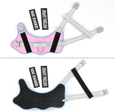 Пояс для собак Voopet для емоційної підтримки, професійний сервіс, жилет-пояс для собак маленьких, середніх та великих порід, світловідбиваючий, дихаючий та регульований, запобігає тягненню/нудоті, ESA (X-Small (Упаковка з 1), Синій_Рожевий)