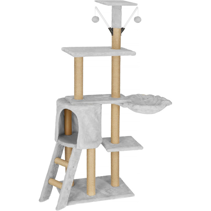 Котячий будиночок SPRINGOS з дряпалкою, 245 см, сірий, регульована висота