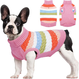 Теплий пуловер для собак Kuoser, рожевий, M - тепла флісова одіяг для собак маленьких та середніх порід на зиму