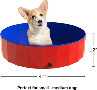 Складаний басейн для домашніх тварин Petmaker з сумкою, 120×30 см, червоний
