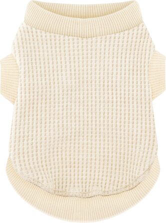 Теплий та функціональний легкий собачий пуловер для цуценят; еластичний бежевий одяг з легкою застібкою, ідеальний для чихуахуа та йоркширських терьєрів – покращує комфорт, середній розмір, бежевий колір