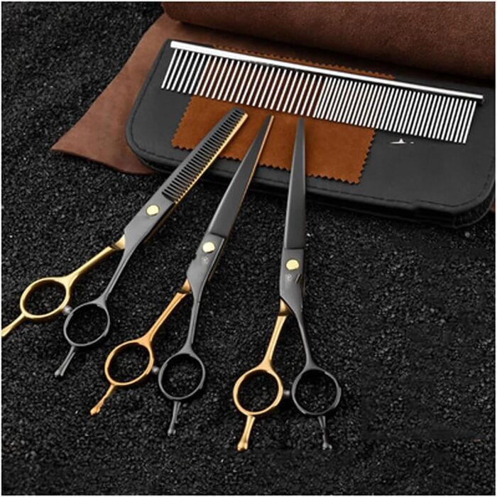 Набір ножиць для грумінгу собак: нержавіюча сталь, прямі та вигнуті ножиці для догляду за шерстю