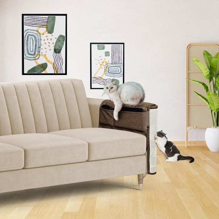 Захист для дивану від кігтів котів, 70 x 50 см, з сизалю, для праворуких (коричневий)