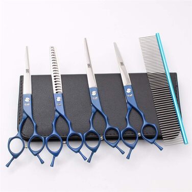 Набір професійних ножиць для грумінгу тварин: ножиці для собак та котів, набір для догляду за шерстю, нержавіюча сталь 440C, 7 дюймів, червоний