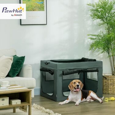 Транспортна сумка для тварин PawHut, складна, сіра та чорна, 90 x 63 x 63 см