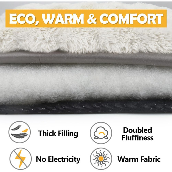 Самогріюча ковдра для котів та собак XIAPIA, плюшева, без дротів, для зігрівання, пральна, для кошенят, кігтів, в приміщенні та в авто, 60 x 45 см (білий, M)