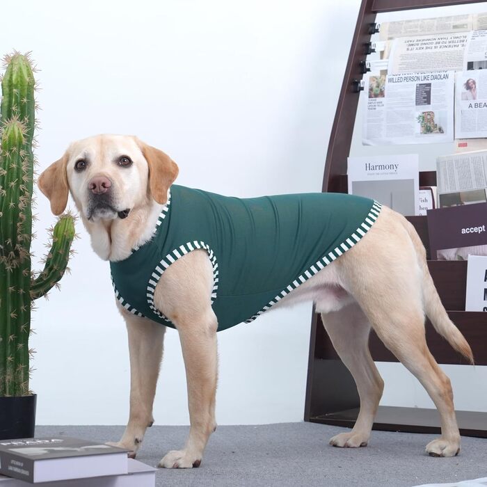 Сорочка для собак Katzinst (2 шт.) - сонцезахист, дихаючий матеріал, для середніх собак, французького бульдога, розмір L (зелений хакі)