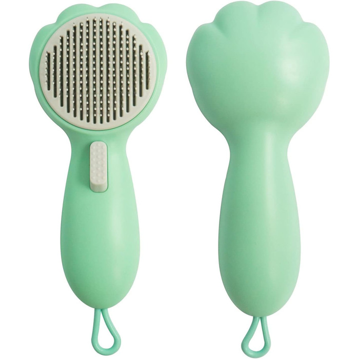 Щітка для собак для видалення шерсті, масажна щітка для котів, видаляє випадаючу шерсть та сплутаності, м'які щетинки, самоочисна, для собак з масажем, блакитна