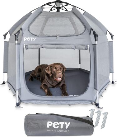 Клітка-переноска для собак Pety - 150 x 100 см, сіра. Переносне зоо-вольєр для відпочинку на природі та вдома. З сумкою та кілочками.