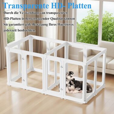 Кіяниця для цуценят SISKEYCOOC 60 см, прозора, з дверцятами, для собак середніх та маленьких порід, легка у догляді, для дому (10 шт.), біла