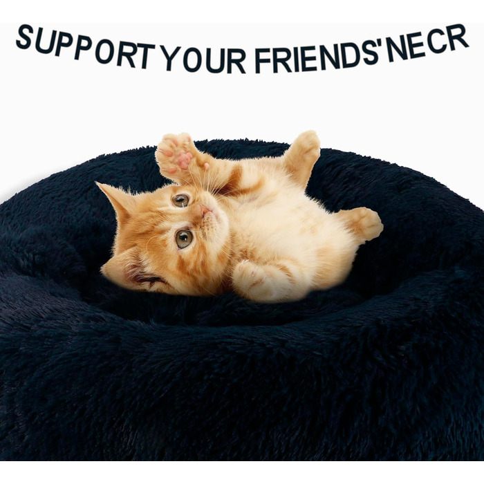 Кішка ліжко Aspand, м'яке, діаметр 60 см - зручне ліжко для котів з неслизьким дном для теплого та затишного сну (60x60x18 см, Темно-синій)