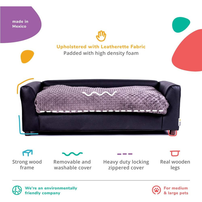 М'яке ліжко для домашніх тварин Keet Deluxe, антрацит, розмір L (40 x 23 x 13 см)