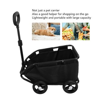 Дитяча коляска для собак, прогулянкова та для джогінгу, чорна. Підходить для малих та середніх порід.