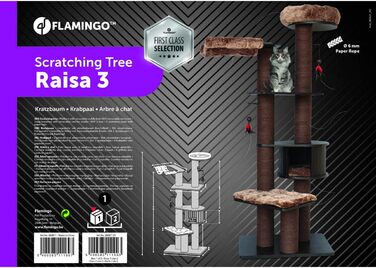 Драбина для котів Flamingo Raisa 3 – коричнево-сіра, 198 см | XXL комплекція для котів!