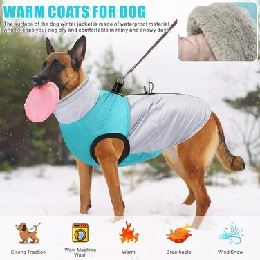Водонепроникний зимовий одяг для собак, теплий флісовий костюм, жилет для собак з шлейкою (синій, 3XL)